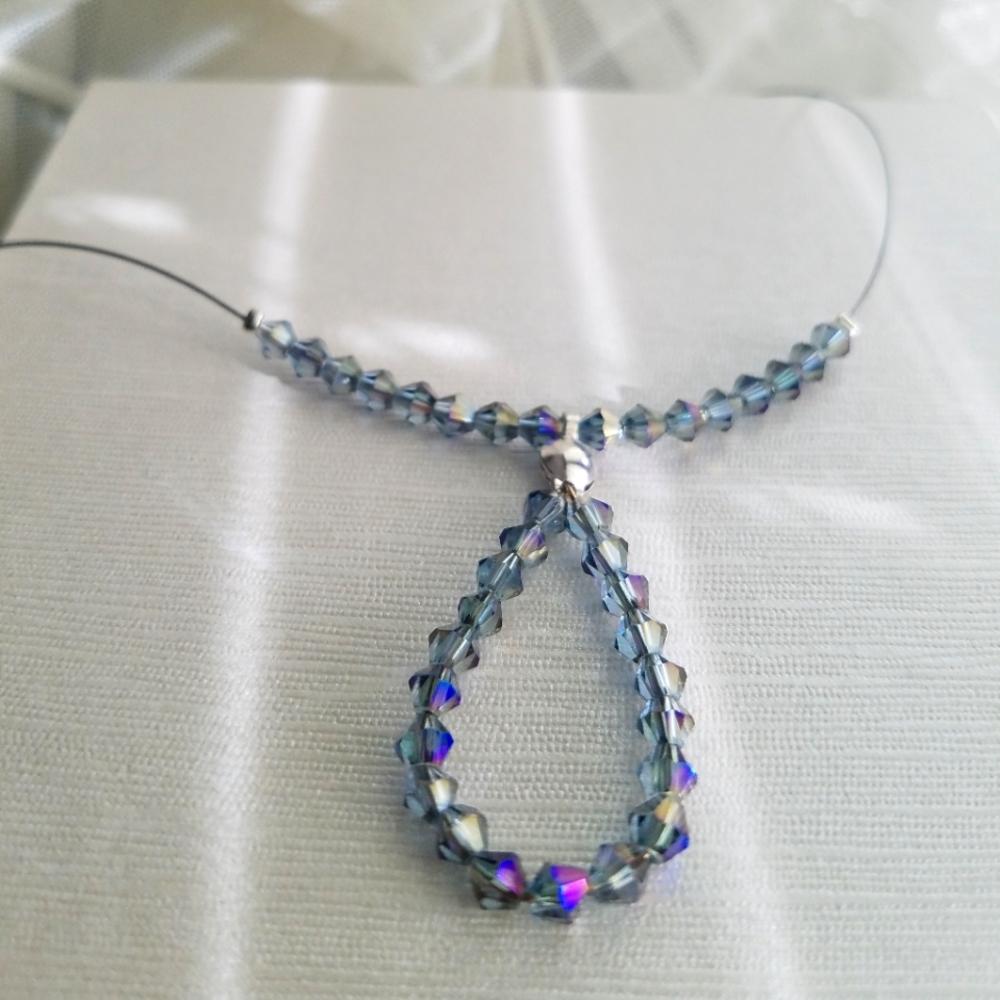 Swarovski Elements Large Teardrop Silver Aurora B… - image 2